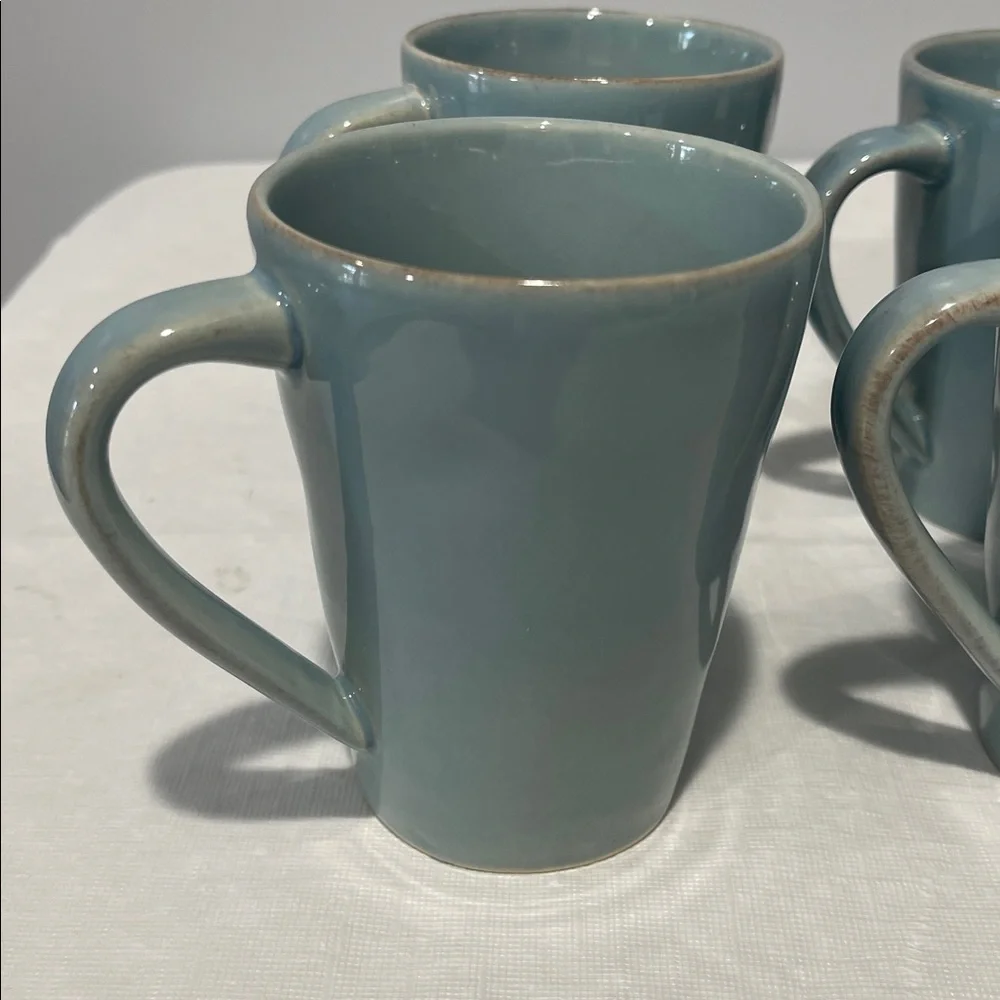 Crate & Barrel Marin Blue Coffee Mugs Made In Portugal Set Of 6